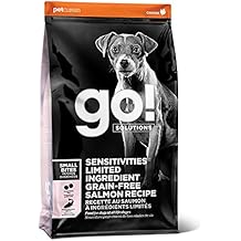 Go! Solutions Sensitivities Limited Ingredient Small Bites Salmon Grain-Free Dry Dog Food, Tiny Kibble for Little Breeds, Chicken-Free for Sensitive Stomachs, for Puppies, Adults, Seniors, 22 lb Bag